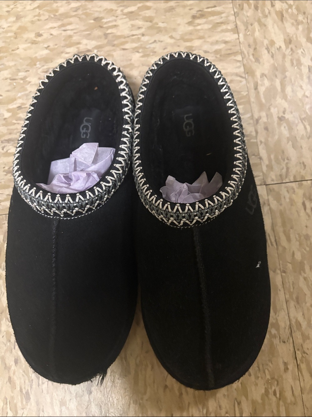 UGG Kids Black Slip-On Moccasin with Contrast Stitching